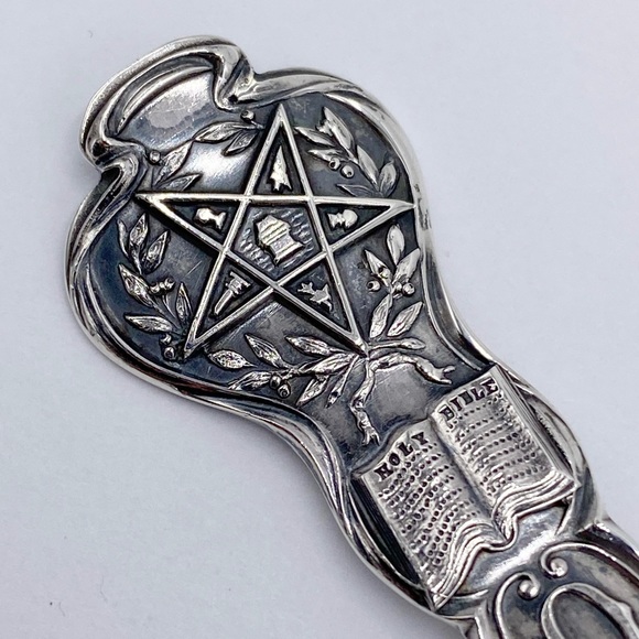 Masonic OES Order of the Eastern Star Sterling Silver Spoon with Bible - Picture 3 of 9